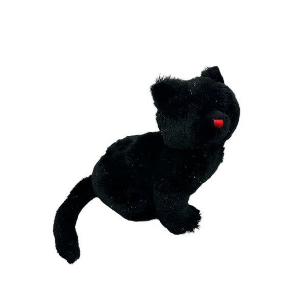 Caltoy Black Cat‎ Plush Stuffed Animal Toy Sparkles Red Nose 13" Acrylic Eyes - Picture 1 of 8